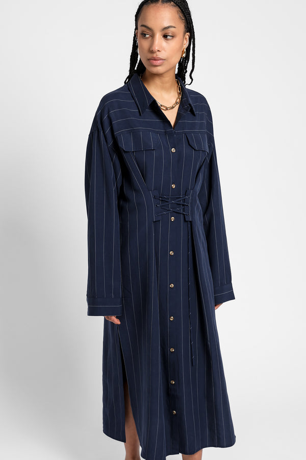 SEVA DRESS PINE STRIPE Blue & White